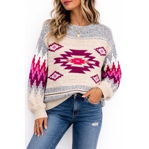 NWT NIC + ZOE L Fall Feelings Knit Sweater Tribal Boho Western